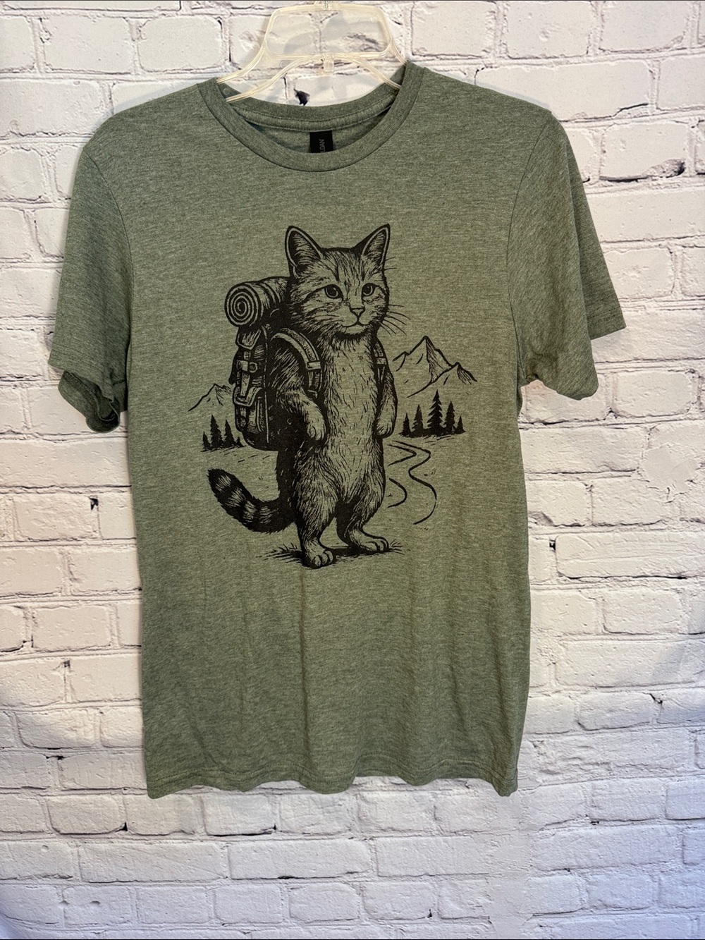 Gildan Green Cat Backpack Graphic Tee